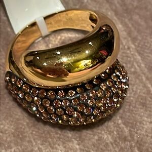 18 kt Gold Plated Two Tone Austrian Crystal Ring Size 8